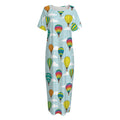 Colorful Air Balloon Pattern Print Short Sleeve Long Nightdress