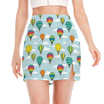Colorful Air Balloon Pattern Print Side Slit Mini Skirt