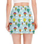 Colorful Air Balloon Pattern Print Side Slit Mini Skirt