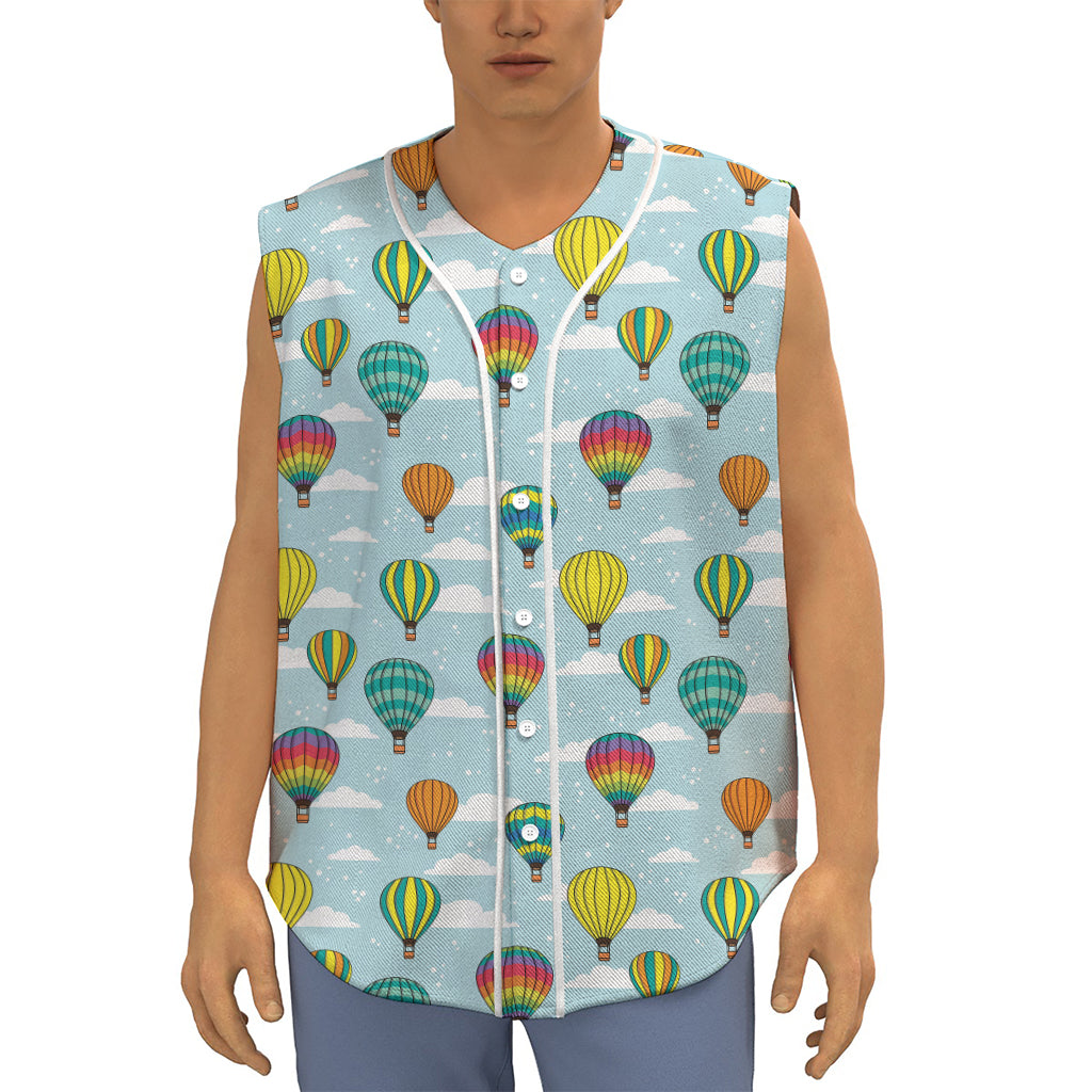 Colorful Air Balloon Pattern Print Sleeveless Baseball Jersey