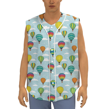 Colorful Air Balloon Pattern Print Sleeveless Baseball Jersey