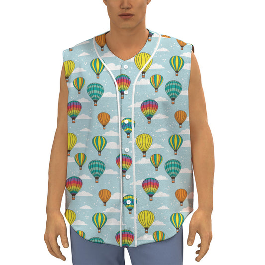Colorful Air Balloon Pattern Print Sleeveless Baseball Jersey