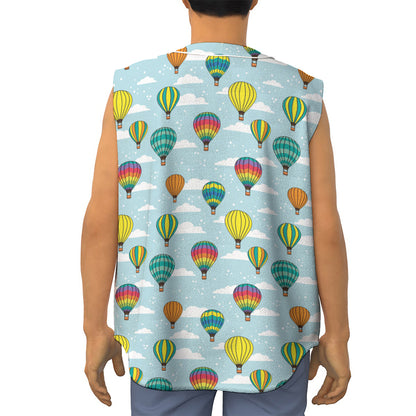 Colorful Air Balloon Pattern Print Sleeveless Baseball Jersey
