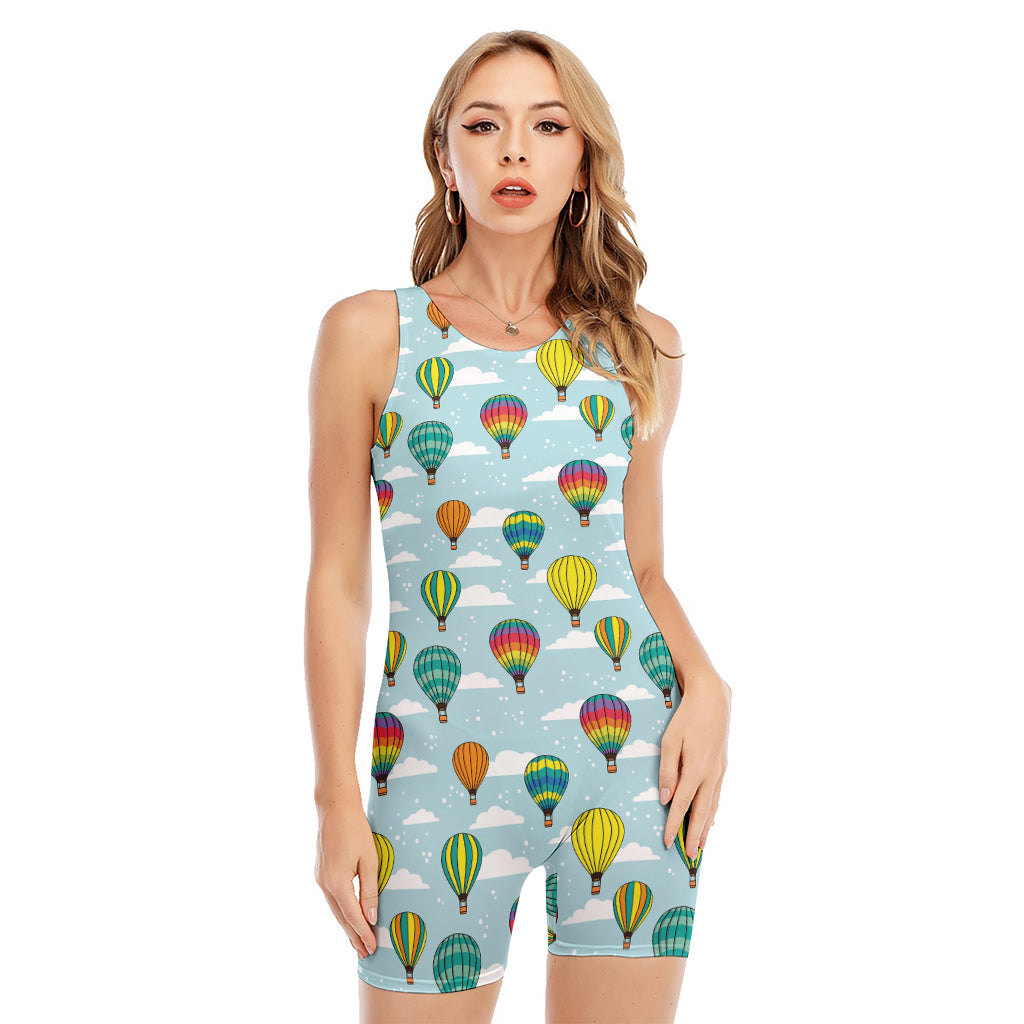 Colorful Air Balloon Pattern Print Sleeveless One Piece Swimsuit