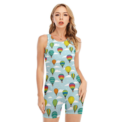 Colorful Air Balloon Pattern Print Sleeveless One Piece Swimsuit