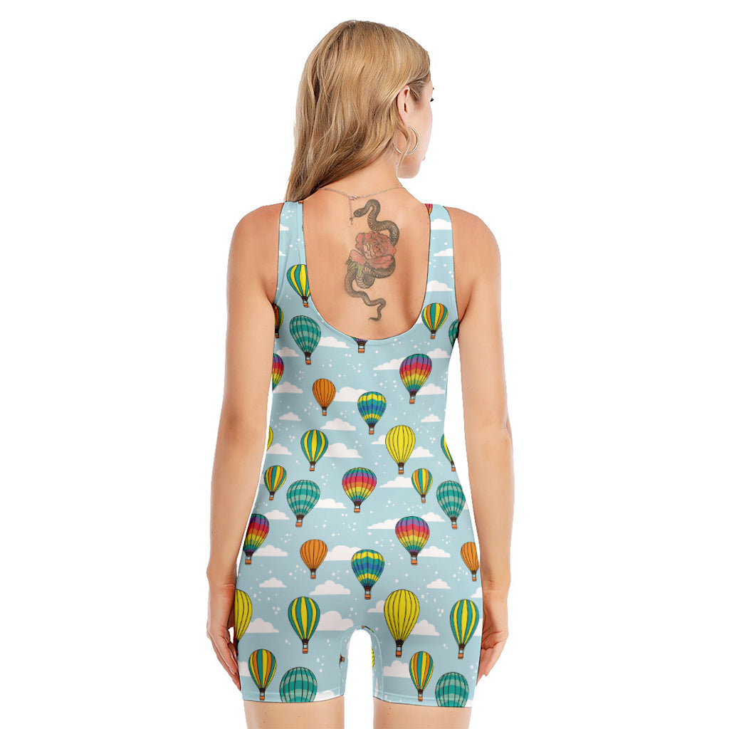 Colorful Air Balloon Pattern Print Sleeveless One Piece Swimsuit
