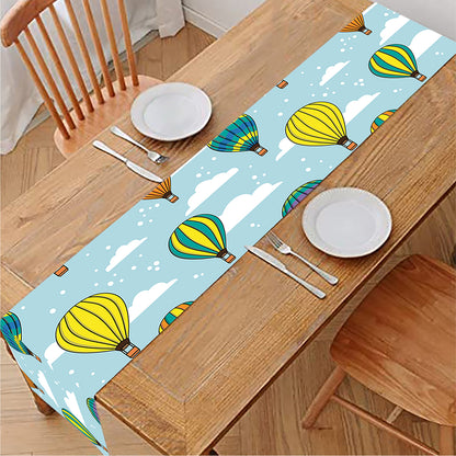 Colorful Air Balloon Pattern Print Table Runner