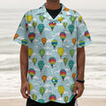 Colorful Air Balloon Pattern Print Textured Short Sleeve Shirt