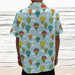 Colorful Air Balloon Pattern Print Textured Short Sleeve Shirt