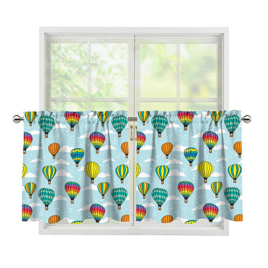 Colorful Air Balloon Pattern Print Tier Curtains