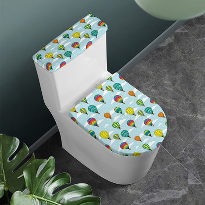 Colorful Air Balloon Pattern Print Toilet Lid And Tank Cover Set