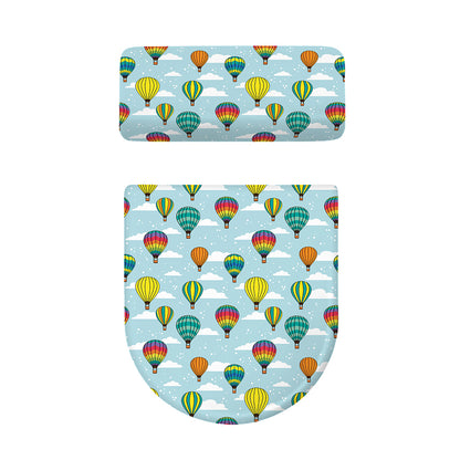 Colorful Air Balloon Pattern Print Toilet Lid And Tank Cover Set