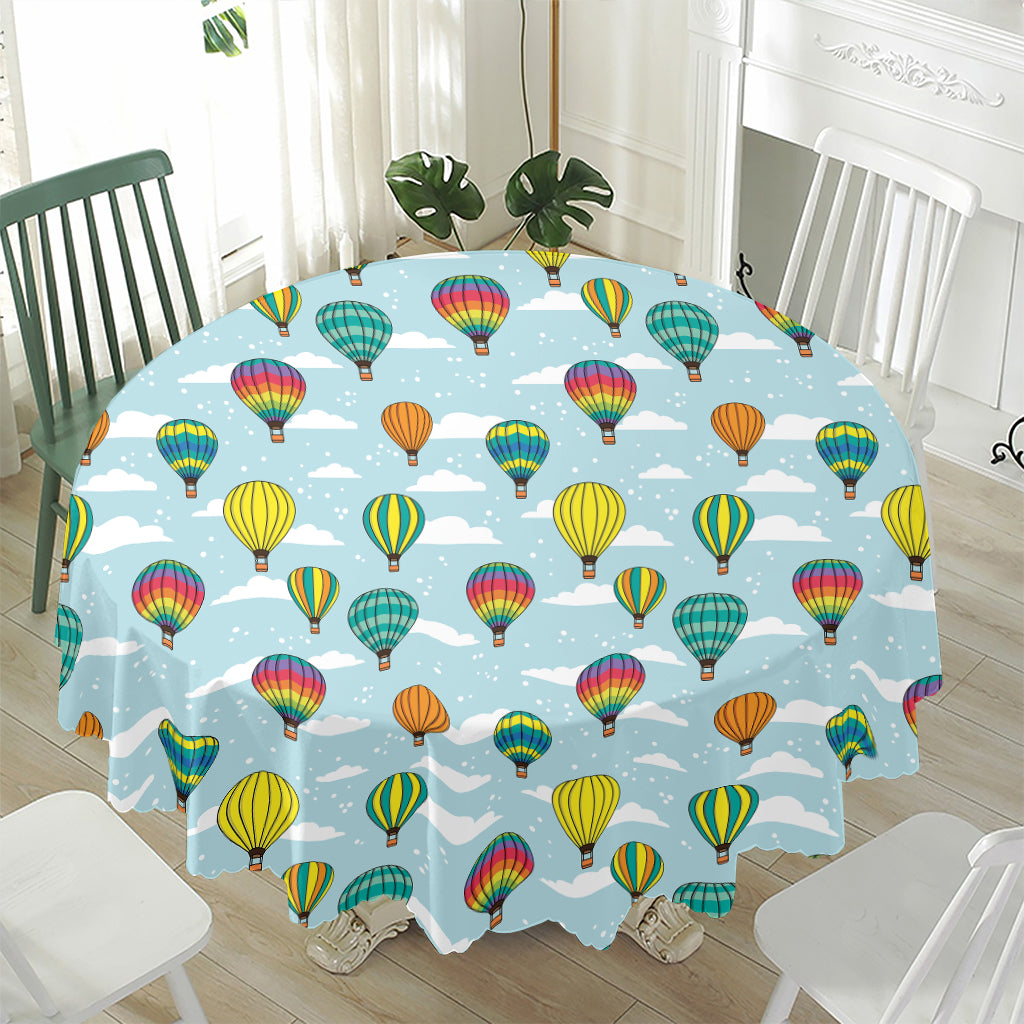Colorful Air Balloon Pattern Print Waterproof Round Tablecloth