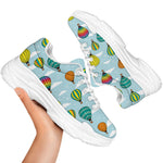 Colorful Air Balloon Pattern Print White Chunky Shoes