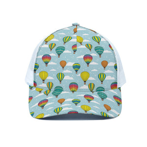 Colorful Air Balloon Pattern Print White Mesh Trucker Cap