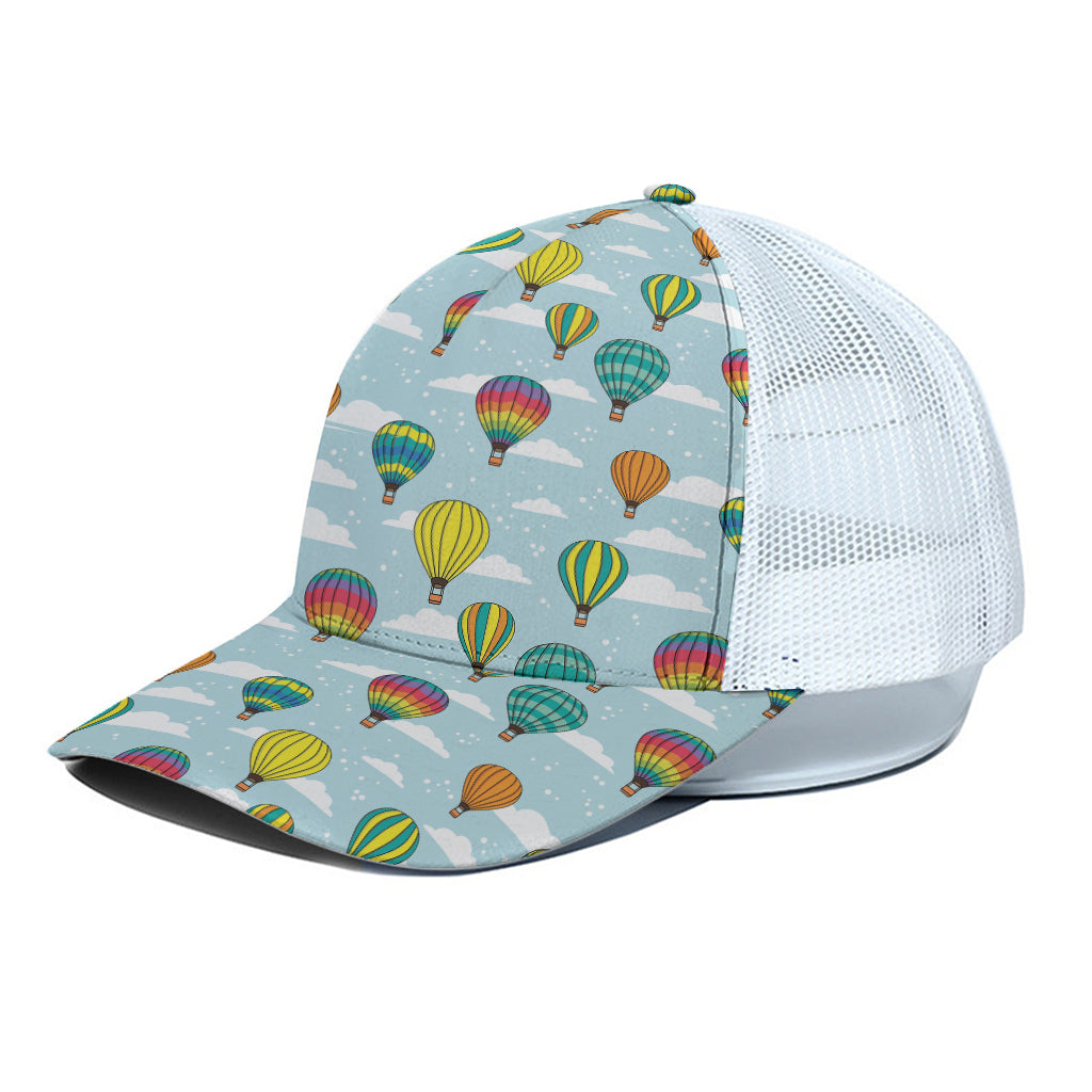 Colorful Air Balloon Pattern Print White Mesh Trucker Cap