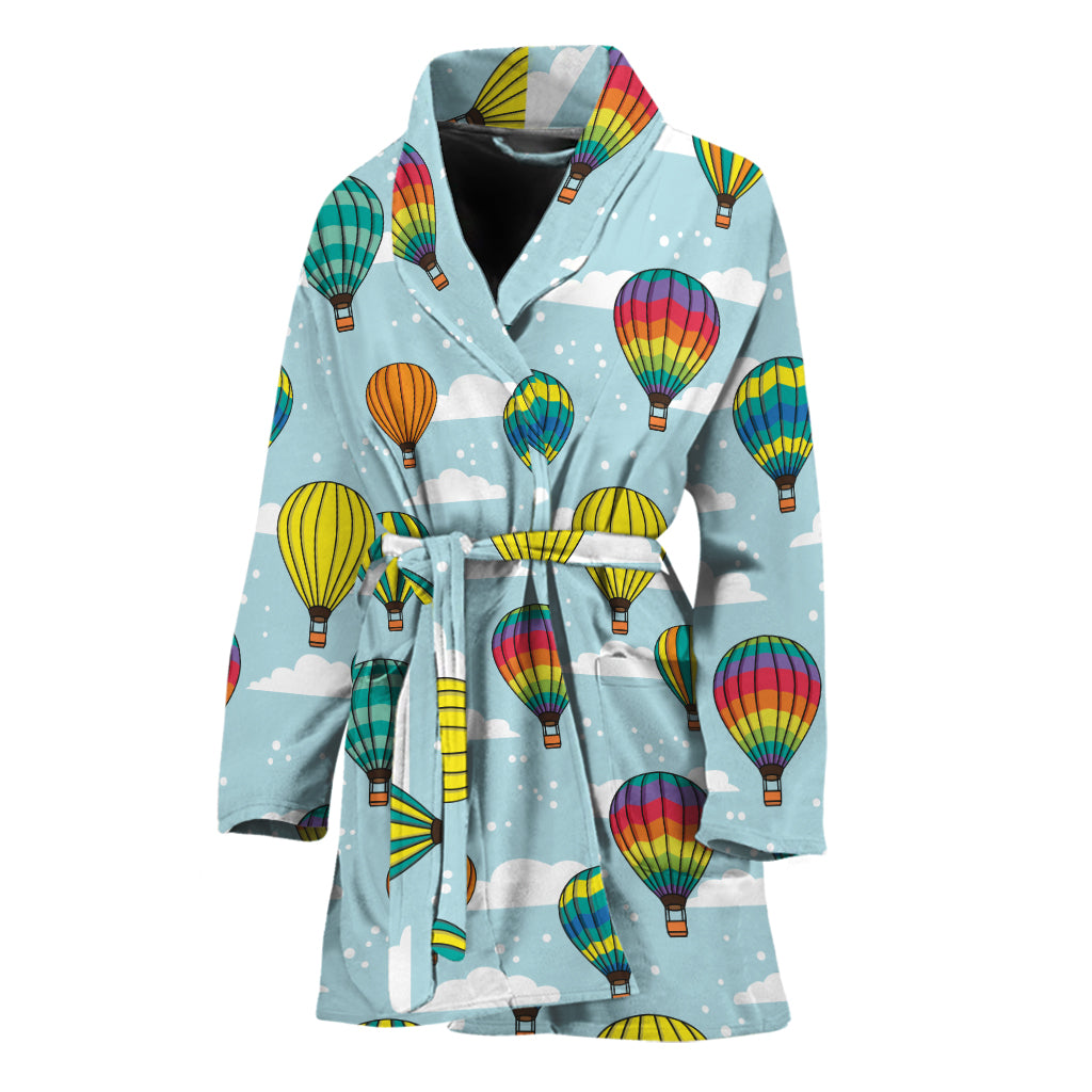 Colorful Air Balloon Pattern Print Women's Bathrobe