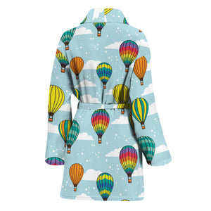 Colorful Air Balloon Pattern Print Women's Bathrobe