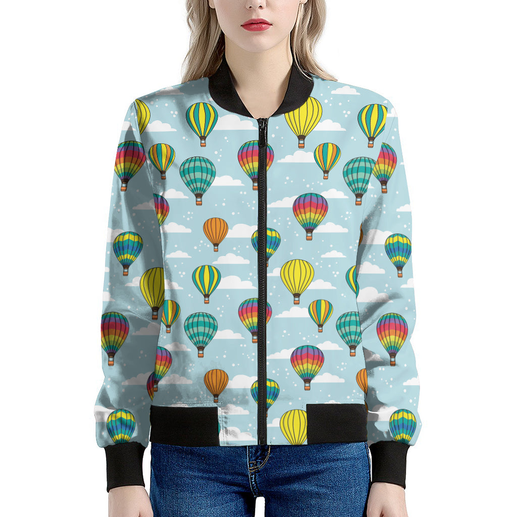 Colorful Air Balloon Pattern Print Women's Bomber Jacket