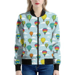 Colorful Air Balloon Pattern Print Women's Bomber Jacket