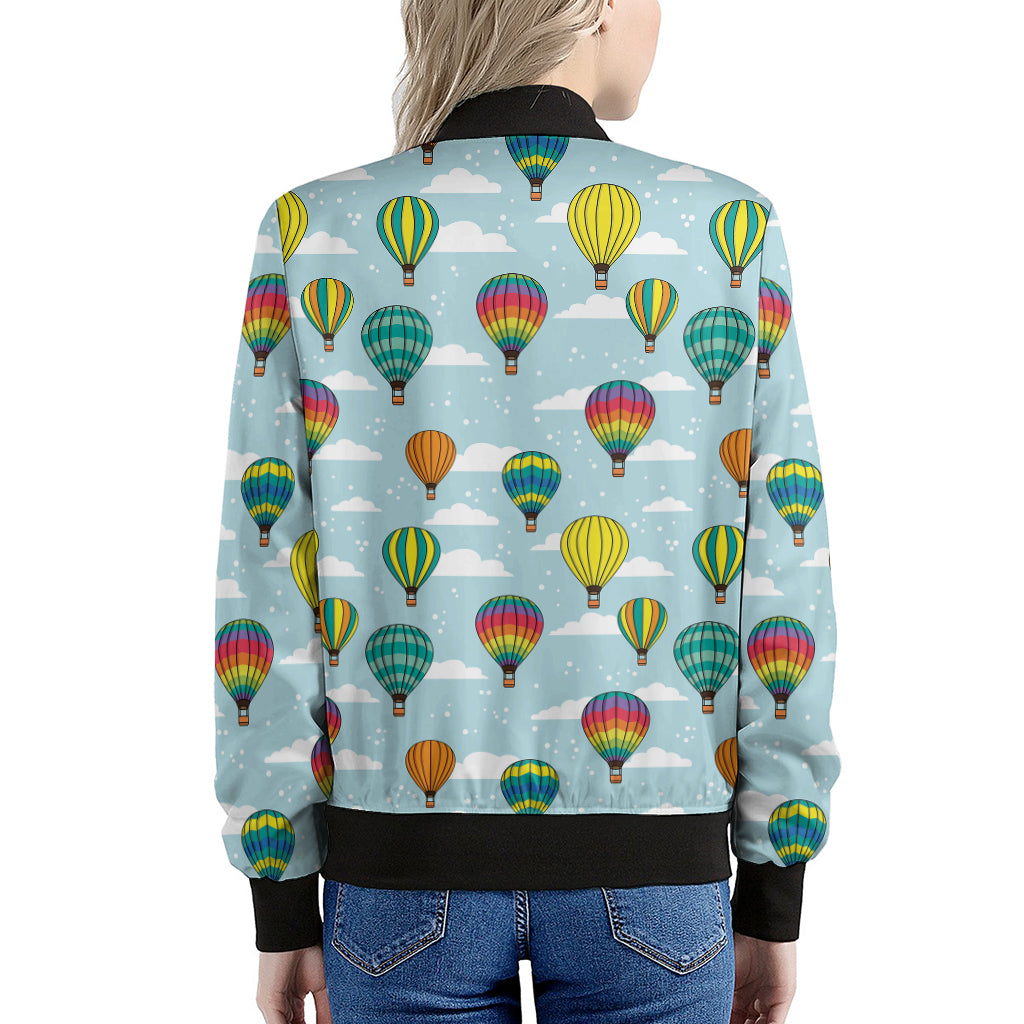 Colorful Air Balloon Pattern Print Women's Bomber Jacket