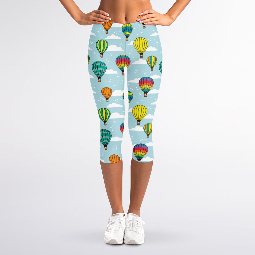 Colorful Air Balloon Pattern Print Women's Capri Leggings