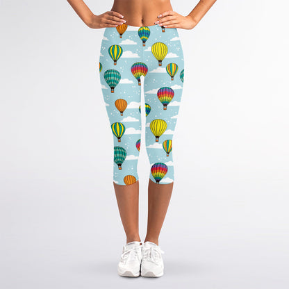 Colorful Air Balloon Pattern Print Women's Capri Leggings