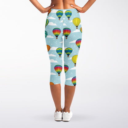 Colorful Air Balloon Pattern Print Women's Capri Leggings