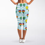 Colorful Air Balloon Pattern Print Women's Capri Leggings