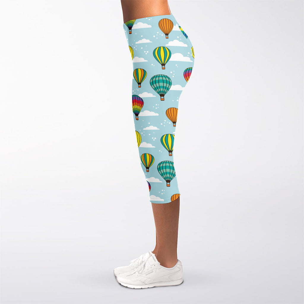 Colorful Air Balloon Pattern Print Women's Capri Leggings