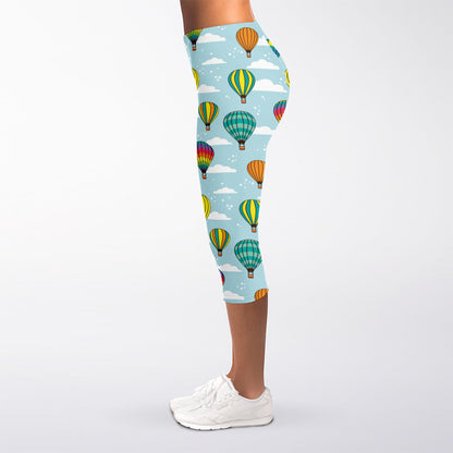 Colorful Air Balloon Pattern Print Women's Capri Leggings