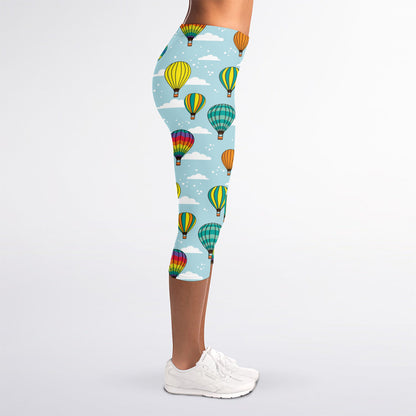 Colorful Air Balloon Pattern Print Women's Capri Leggings