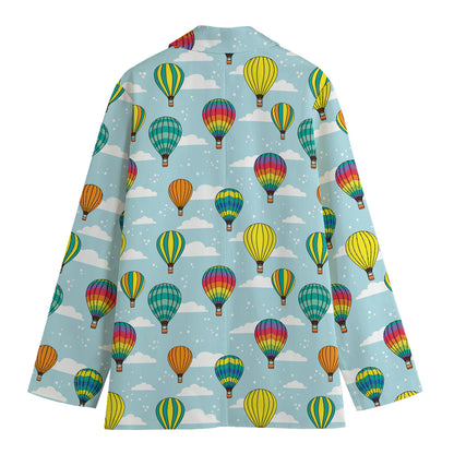 Colorful Air Balloon Pattern Print Women's Cotton Blazer