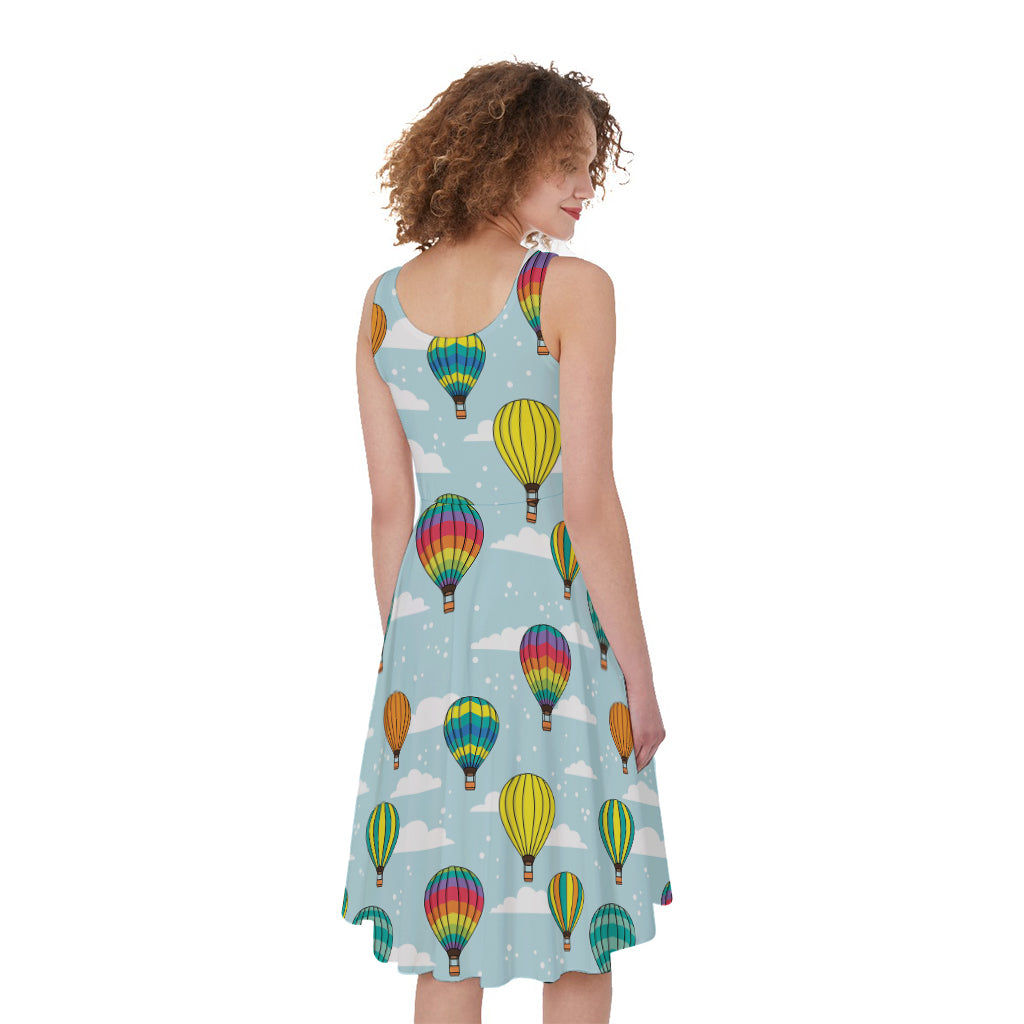 Colorful Air Balloon Pattern Print Women's Sleeveless Dress