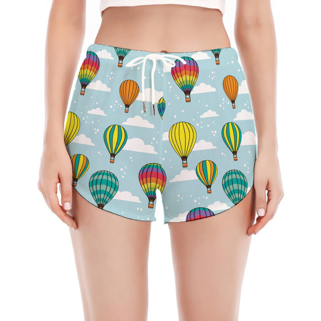 Colorful Air Balloon Pattern Print Women's Split Running Shorts