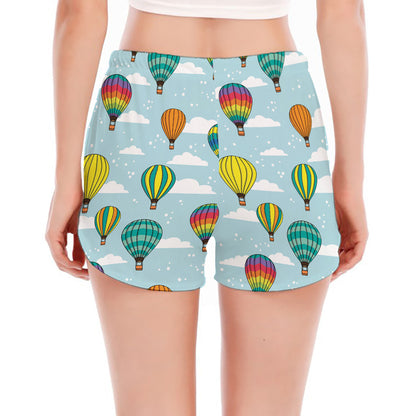Colorful Air Balloon Pattern Print Women's Split Running Shorts
