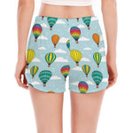Colorful Air Balloon Pattern Print Women's Split Running Shorts