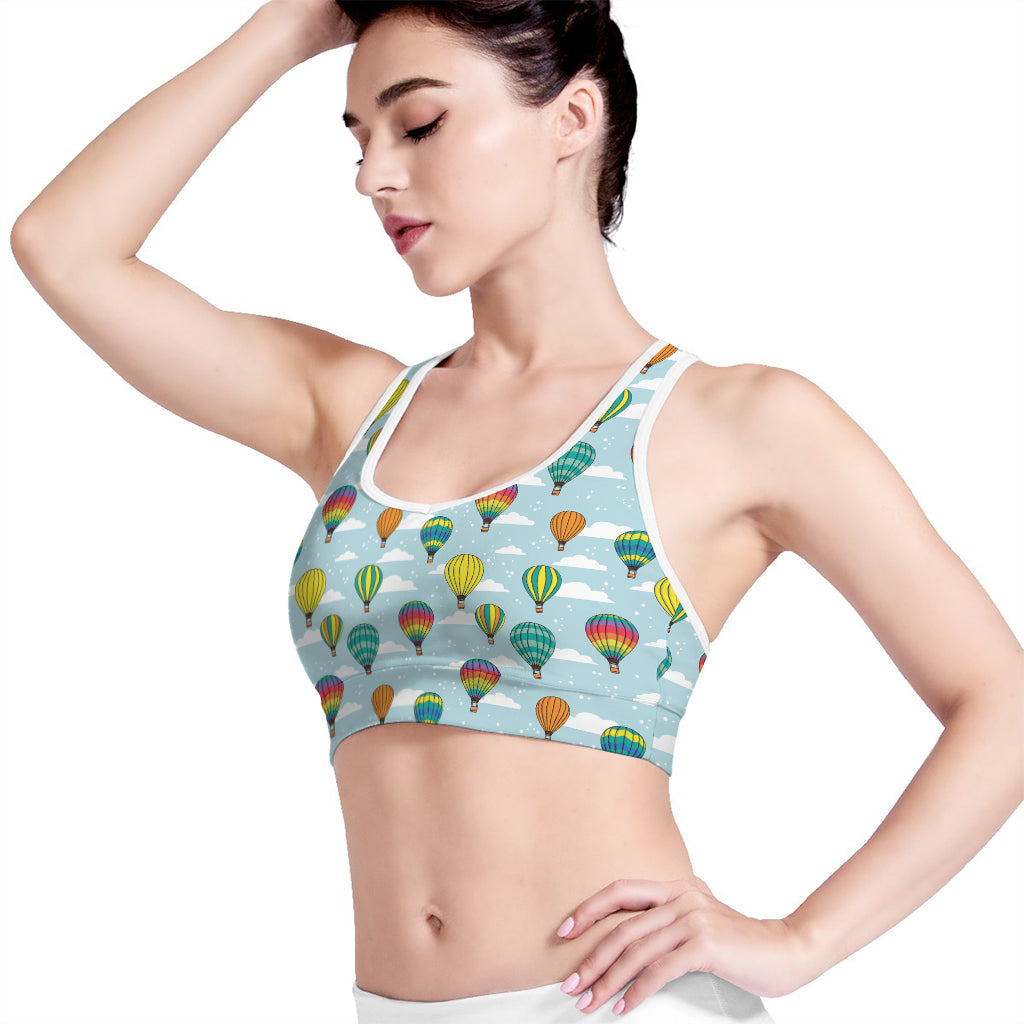 Colorful Air Balloon Pattern Print Women's Sports Bra