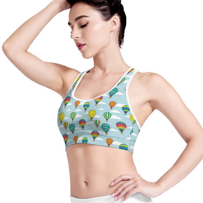 Colorful Air Balloon Pattern Print Women's Sports Bra