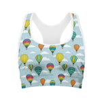 Colorful Air Balloon Pattern Print Women's Sports Bra