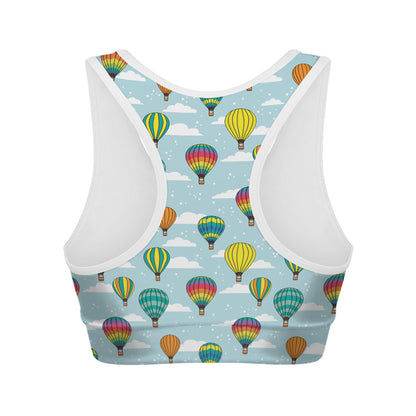 Colorful Air Balloon Pattern Print Women's Sports Bra
