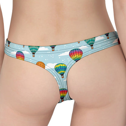 Colorful Air Balloon Pattern Print Women's Thong