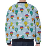 Colorful Air Balloon Pattern Print Zip Sleeve Bomber Jacket