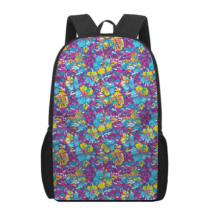 Colorful Aloha Camouflage Flower Print 17 Inch Backpack