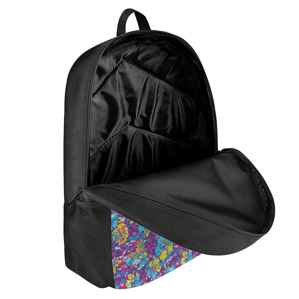 Colorful Aloha Camouflage Flower Print 17 Inch Backpack