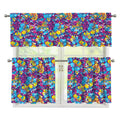 Colorful Aloha Camouflage Flower Print 3 Piece Kitchen Curtains
