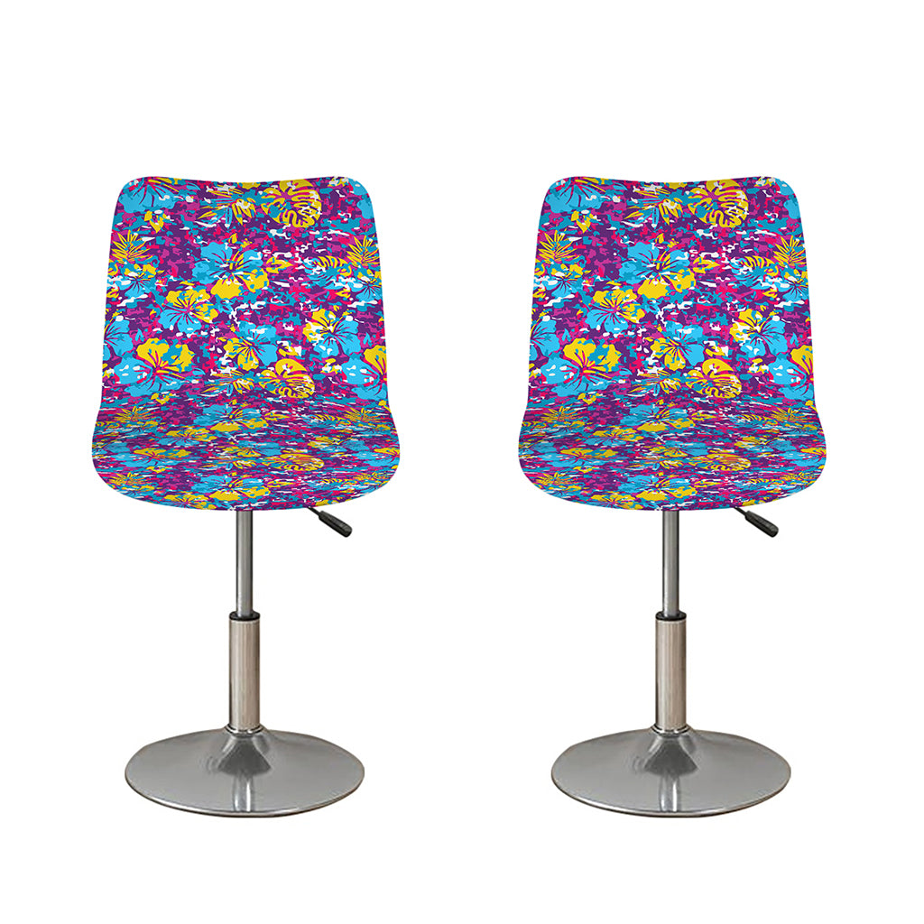 Colorful Aloha Camouflage Flower Print Bar Stool Covers