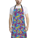 Colorful Aloha Camouflage Flower Print Bib Apron With Pocket