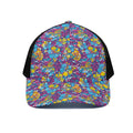 Colorful Aloha Camouflage Flower Print Black Mesh Trucker Hat