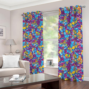 Colorful Aloha Camouflage Flower Print Blackout Grommet Curtains